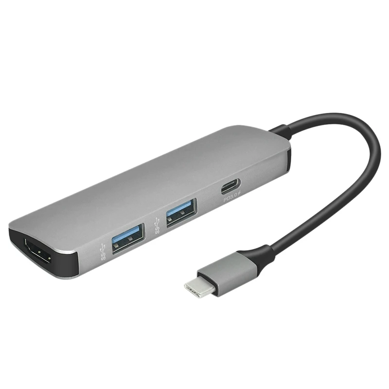 

3 in 1 Type C Hub 4K HDMI-Compatible Output 2 USB 3.0 Port / USB-C Converter Multi Port Adapter for Pro Chromebook