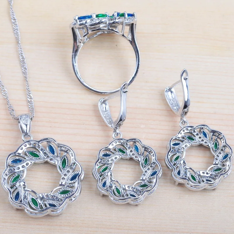 Безупречная основная губка для женщин Серебряный Цвет Ювелирные наборы зеленый