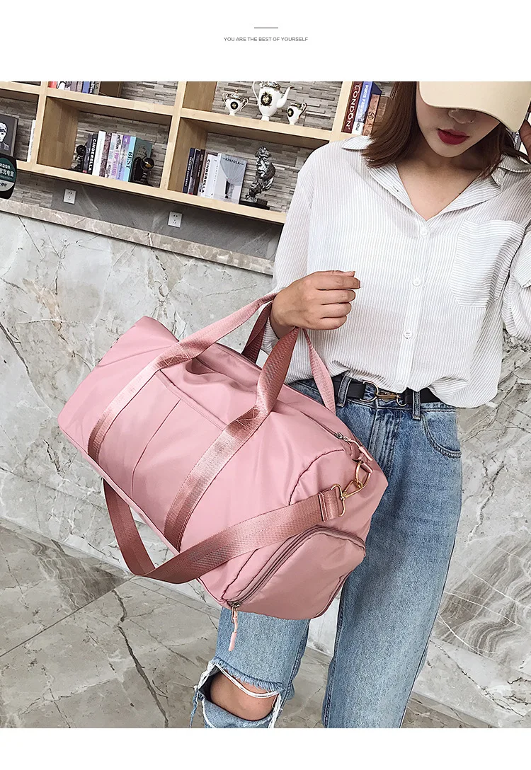 

2021Outdoor Waterproof Nylon Sports Gym Bags Men Women Training Fitness Travel Handbag Yoga Mat Sport Bag with shoes Compartment