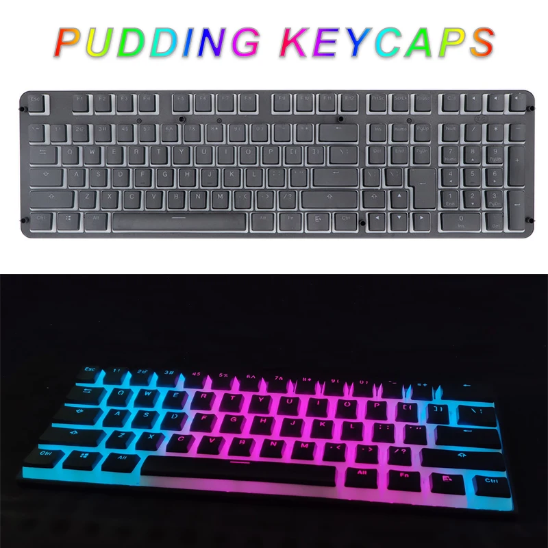 Цветная(RGB) 104 PBT двойной выстрел пудинг 2 слоя прозрачный с подсветкой колпачки для Механическая игровая клавиатура MX Настенные переключатели