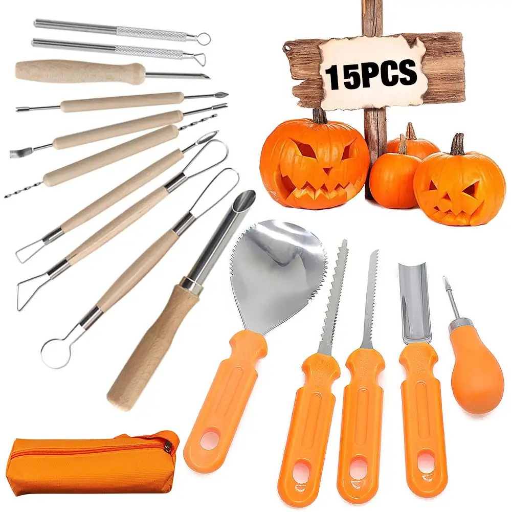 

15PCS Halloween Pumpkin Carving Tool Kit for Halloween Decor Shapers Modeling Carved Tool Perfect