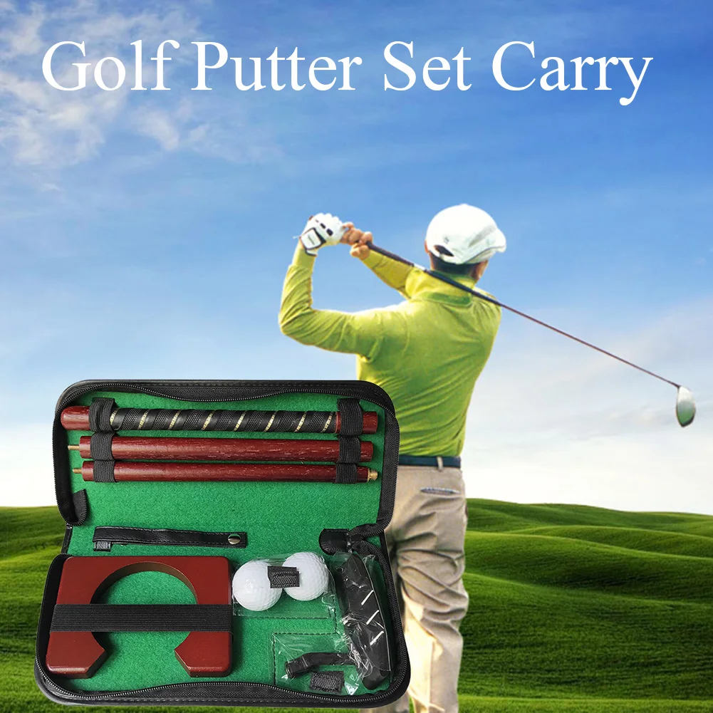 

Training Aids Ball Holder Putting Equipment Carry Case Mini Golf Putter Set Portable Practice Gift Sports Indoor Travel Wood