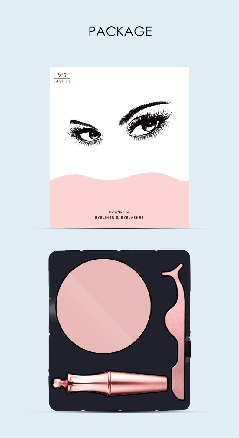 genailish magnetic eyelashes& magnetic eyeliner kit 5 magnets false eyelashes handmade natural 2 pairs lashes makeup tools set