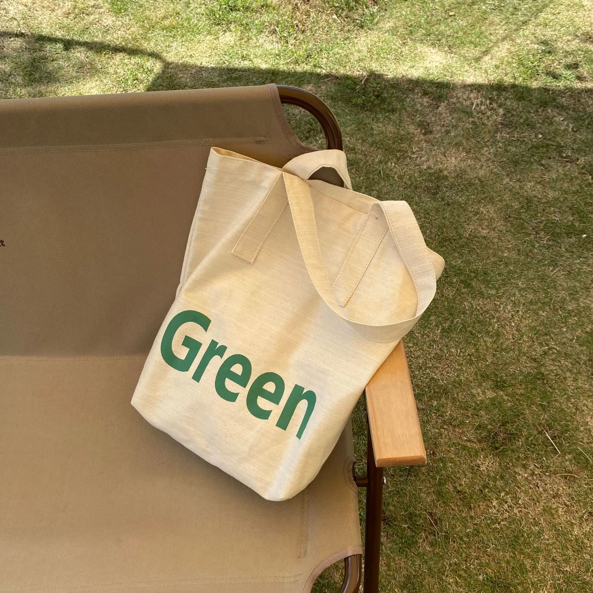

Green Letters Shoulder Canvas Bag Korean Cotton Cloth Shopper Tote Bag Large Shopping Bag For Women Simple Book Bag Ladies 2021