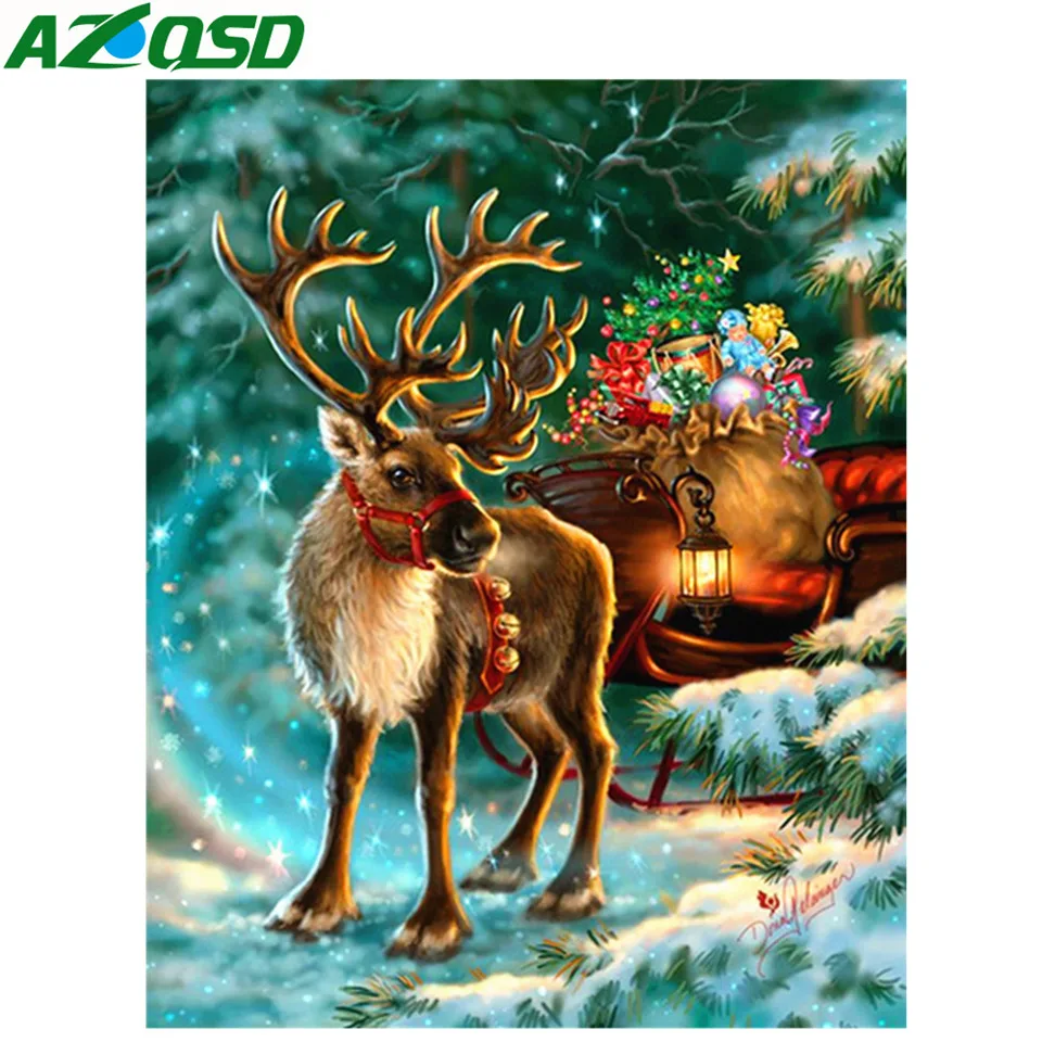 AZQSD рождество 5d алмазная живопись стразы картины мозаика зимний снег подарок