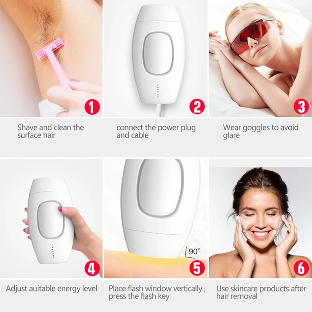 

60W Flash IPL Laser Hair Removal Apparatus Mini Epilator Painless Whole Body Hair Removal Inhibition of Hair Growth Removal