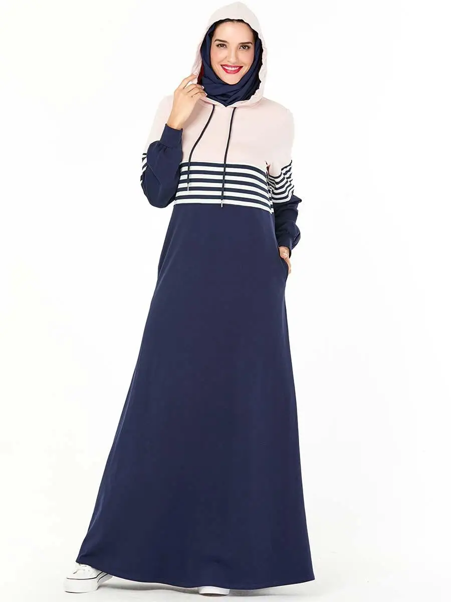 Мусульманский спортивный костюм с капюшоном макси-платье для женщин Ближний