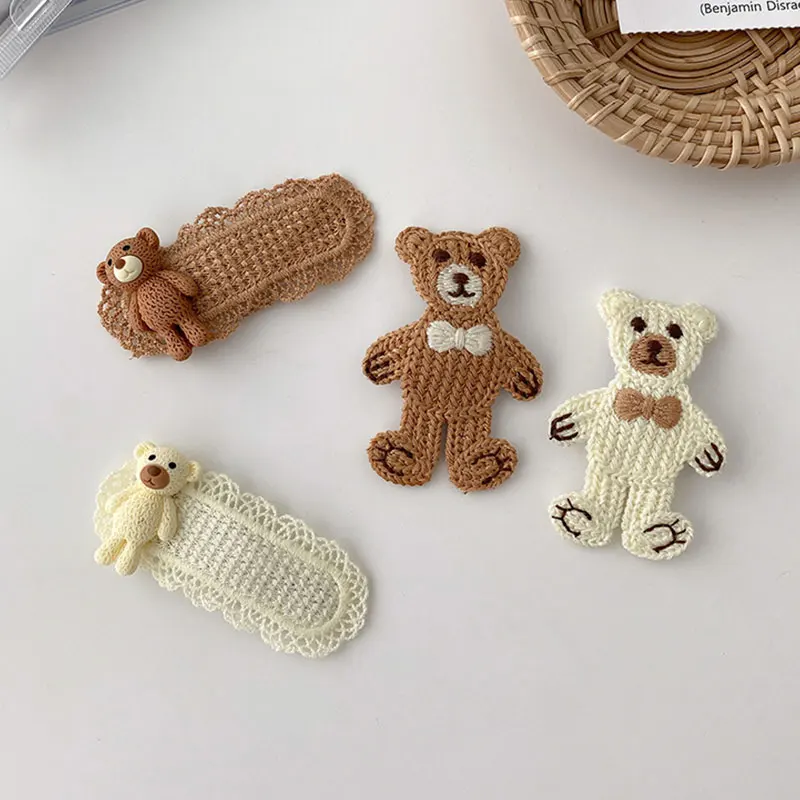 

Girls Cute Cartoon Knitting Hair Clips Handmade Hair Clips Cute Plush Bear Hair Clips Clip Bb Clip Autumn Hair Accessories