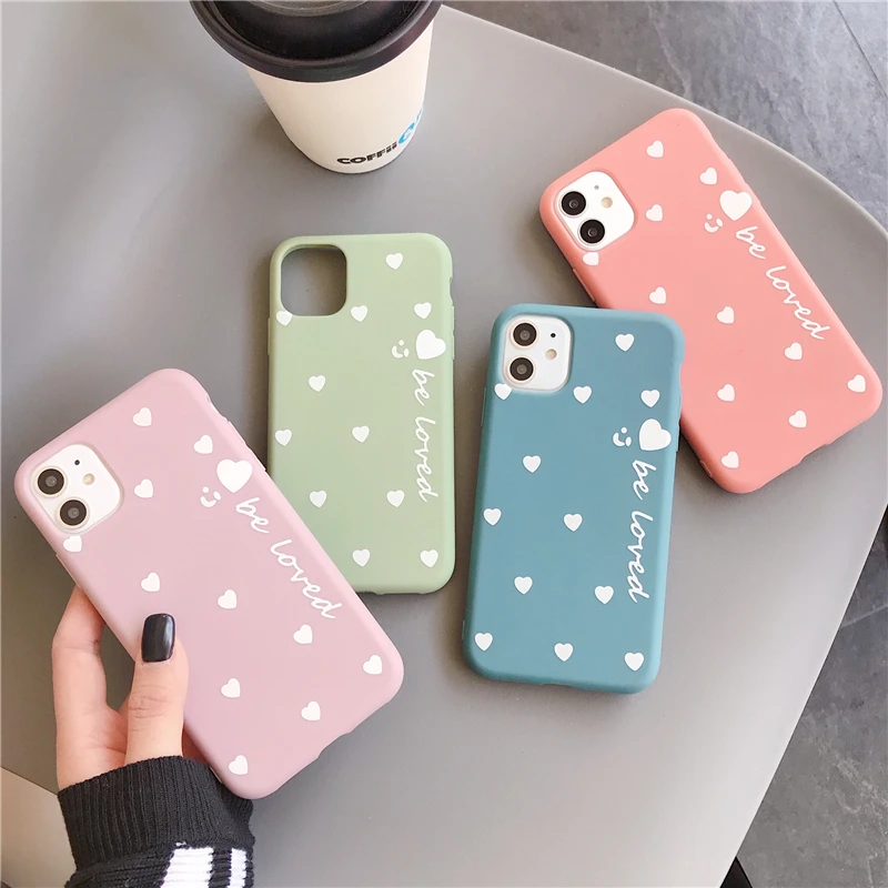 fashion love heart couple phone case for iphone 11 pro max x xs xr 7 8 6 6s plus soft tpu silicone girl protective back cover free global shipping