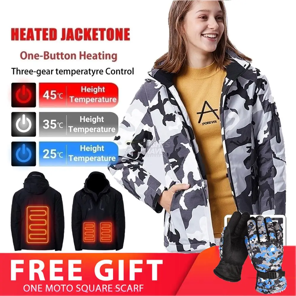 

Motorcycle Jacket Winter Hooded Electric Heated Jacket Outdoor Jacket USB Heated Motorcycle Jacket Warm Motorbike Coat Jacket