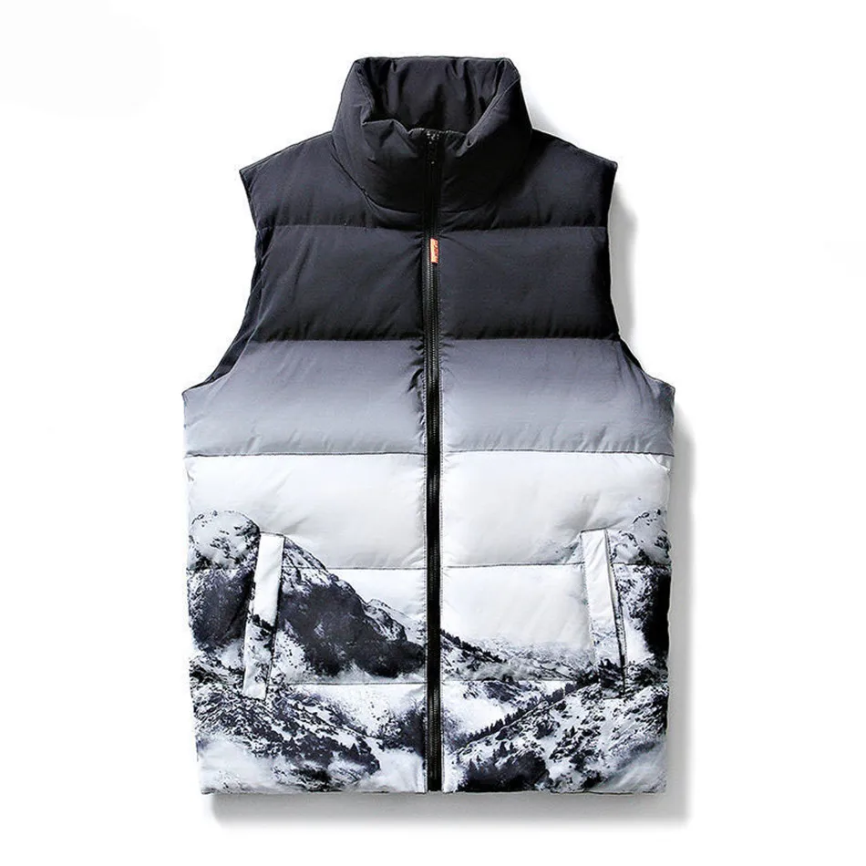 

Snow Mountain Men Waistcoat Sleeveless Stand Collar Men Thicken Warm Zipper Closure Winter Cotton Vest Men Clothes