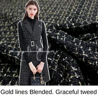 elegant little fragrant gold silk blended woven tweed suit jacket fashion fabric sewing fabric factory shop is not out of stock