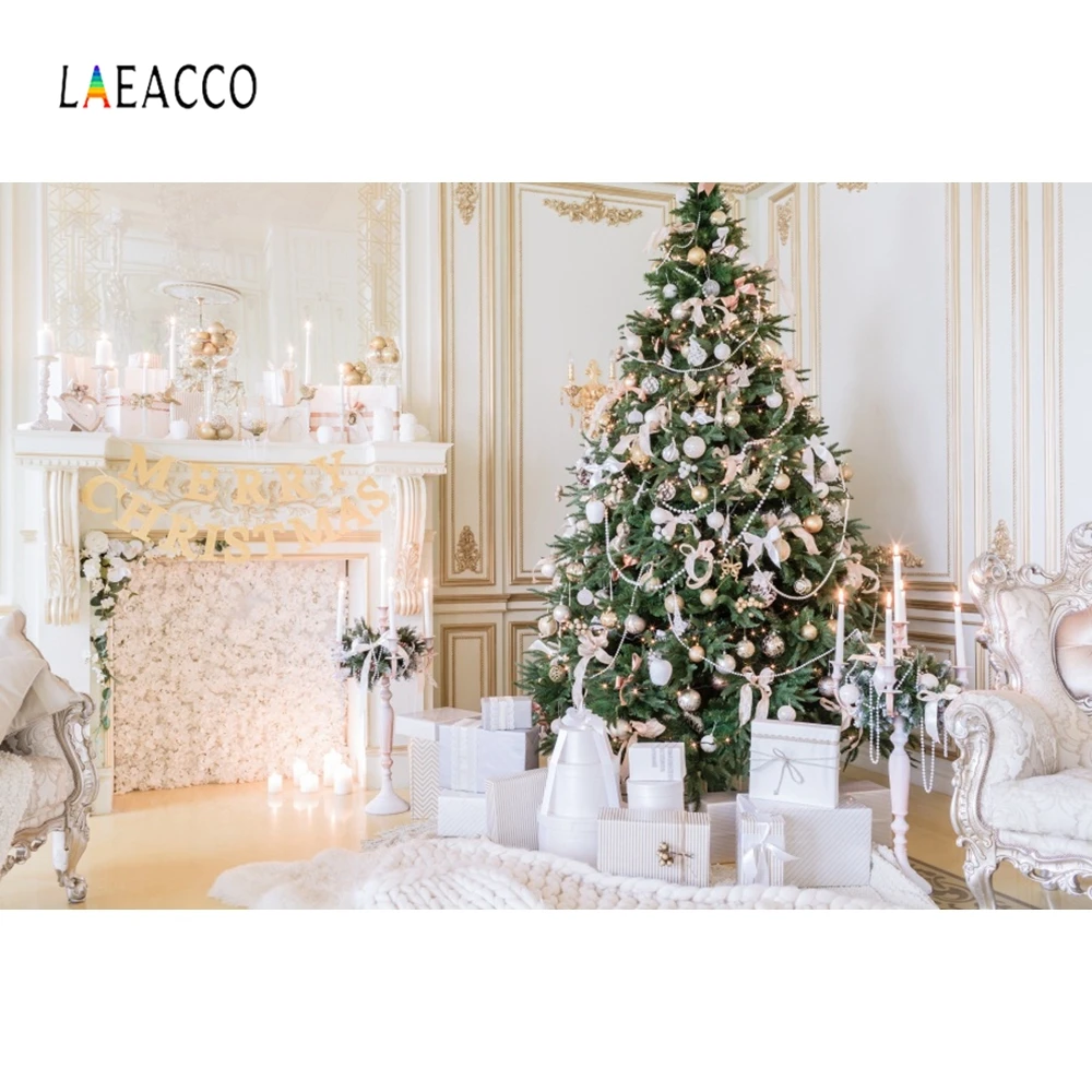 Рождественские фоны Laeacco виниловый Фотофон дерево камин Детская корона для