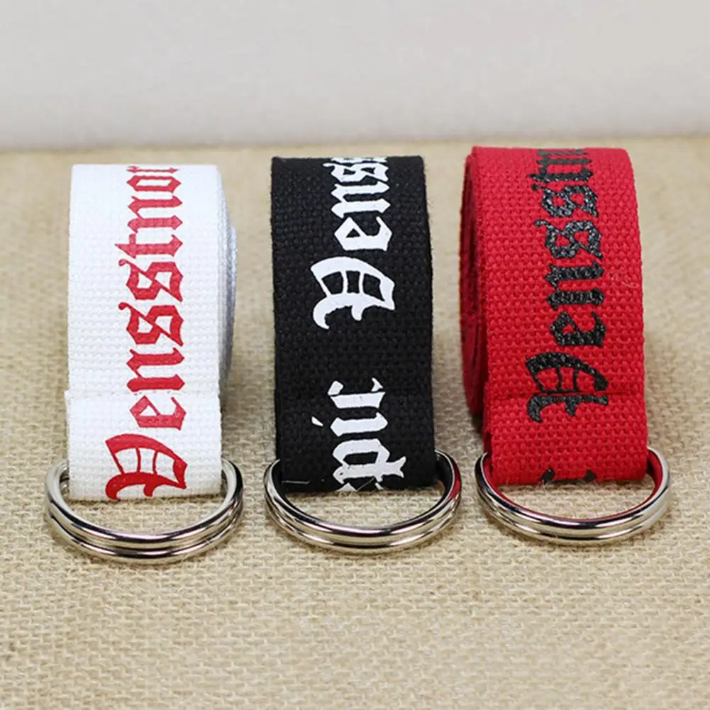 

130cm New Fashion Nylon Canvas Belt Print D Ring Double Buckle Girls Belt Canvas Waistband Belt With Double Buckle