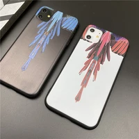 feather fashion brand soft case for iphone 12 mini 11 pro x xs max xr 8 7 6 6s plus matte silicone phone cover 3d relief coque