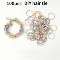 girls elastic diy hairring rainbow lovers bracelet mini size rubber bands solid color hair circle knitting hair accessories