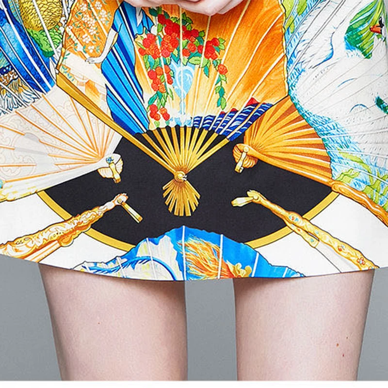 

2020 new suit skirt summer trendy lapel three-quarter sleeve printing fashion shirt casual all-match skirt two-piece suit