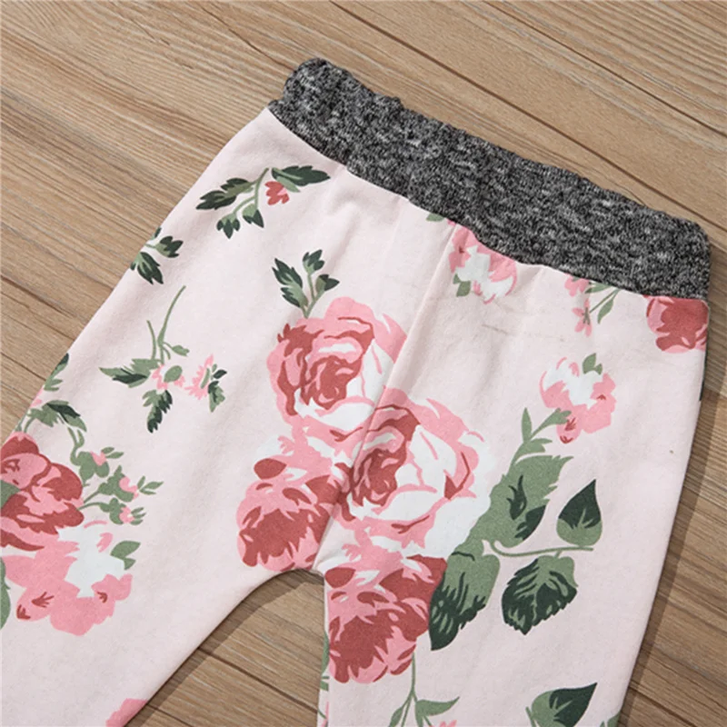 

2Pcs Infant Girls Cotton Clothes Sets,Baby Girls Color Block Flower Print Long Sleeve Hoodie with Pocket + Trousers,6-24Months