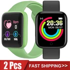 Смарт-часы D20 Y68 для мужчин и женщин, спортивный фитнес-трекер, пульсометр, наручные часы для IOS, Android, 2 шт.