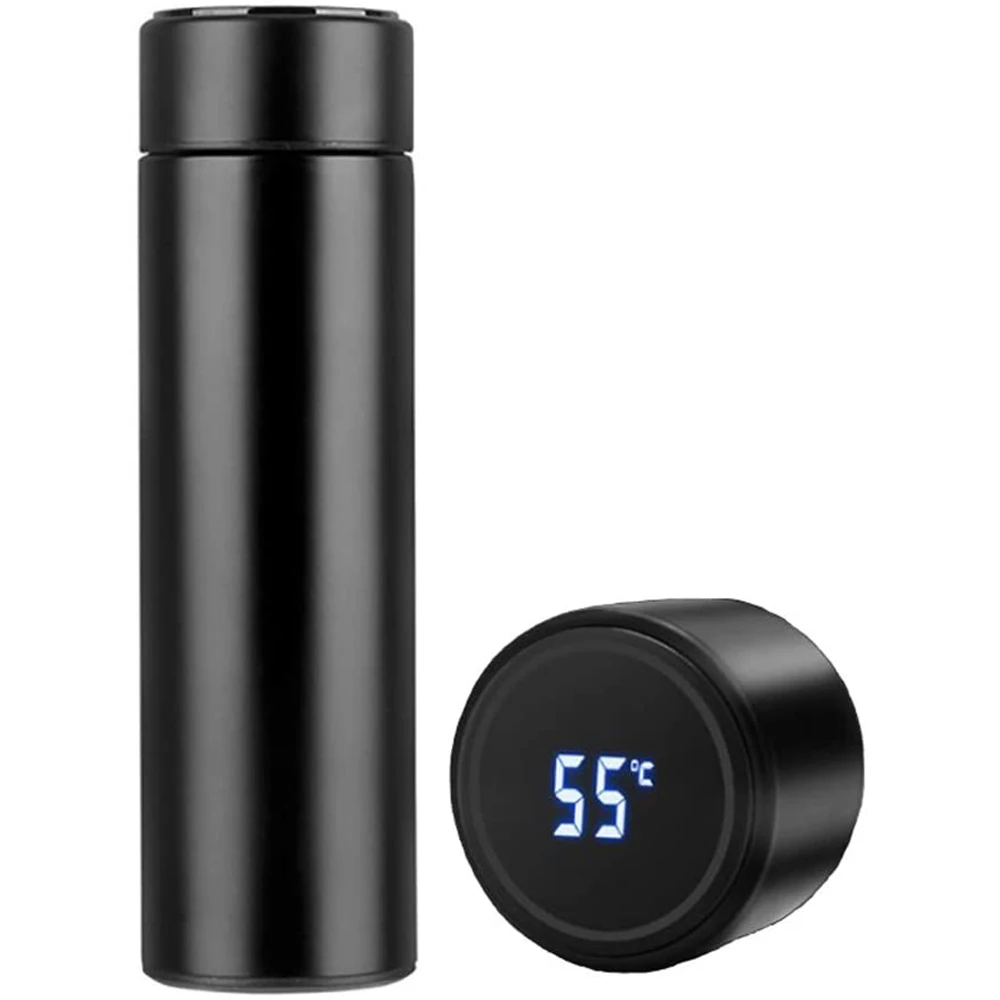 

Безвоздушная бутылка для воды из нержавеющей стали, 500 мл, креативная умная кофейная кружка, дорожная кружка с умным сенсорным ЖК-экраном, по...