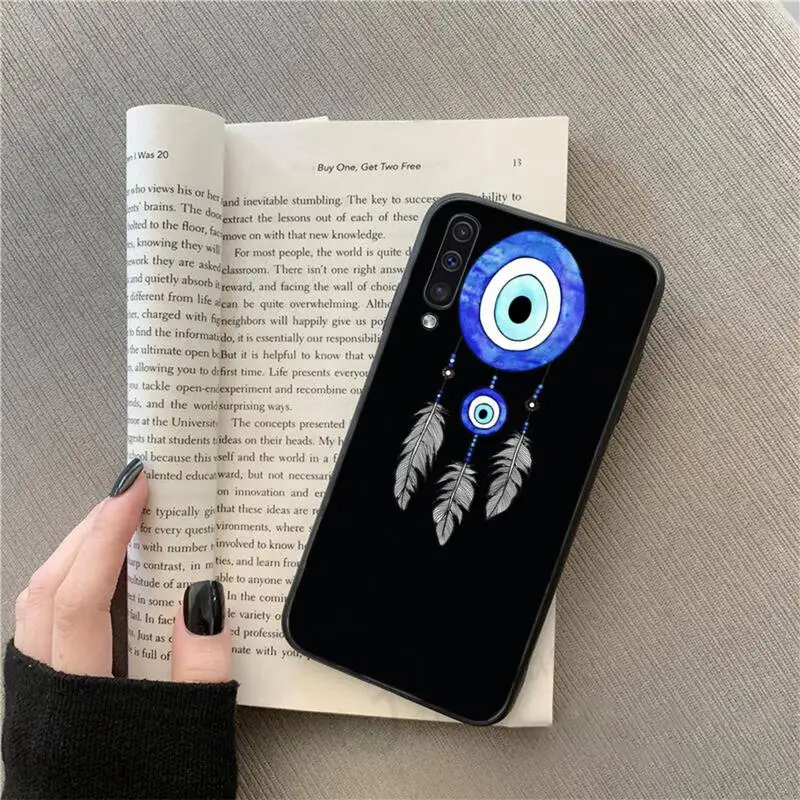 

Bule Evil eye aesthetics Phone Case For Samsung galaxy S 9 10 20 A 10 21 30 31 40 50 51 71 s note 20 j 4 2018 plus