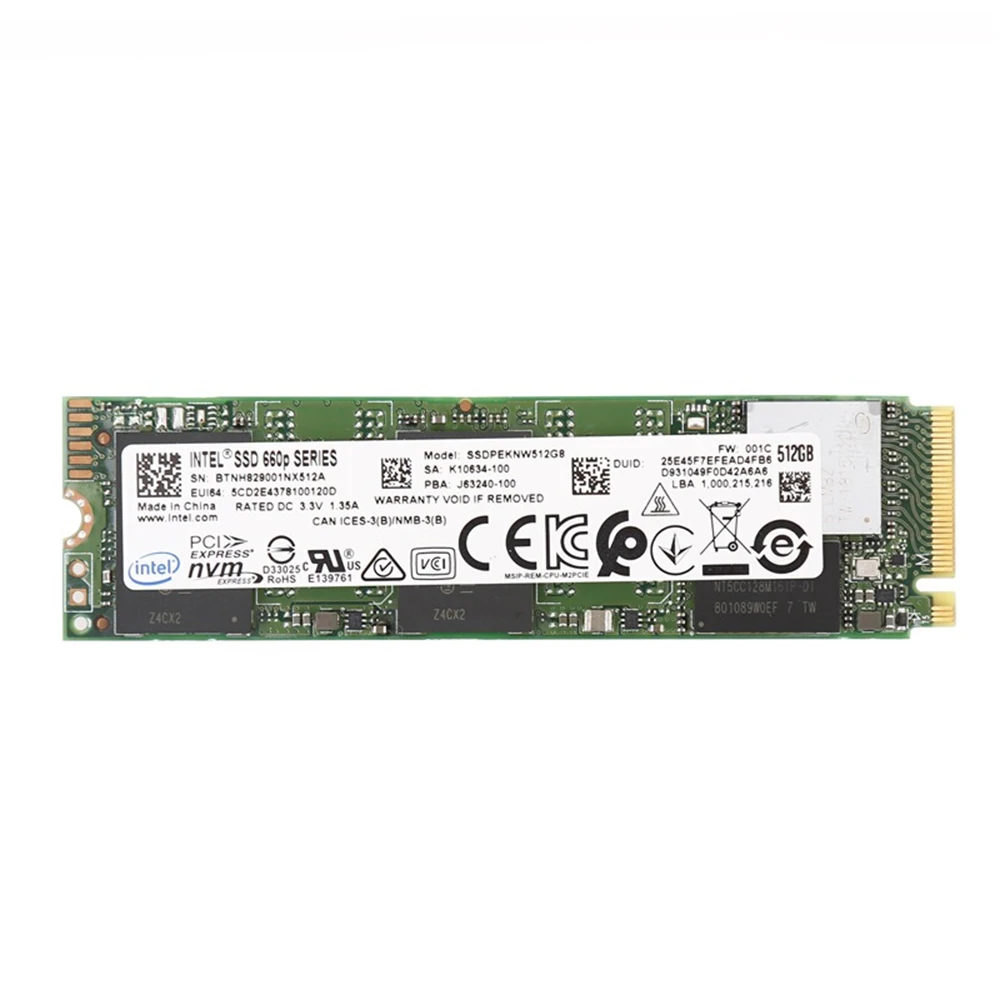 SSD накопитель Intel 660p NVMe PCIe 512 X4 3D NAND ТБ ний твердотельный M.2 3 0 внутренний Nvme M2