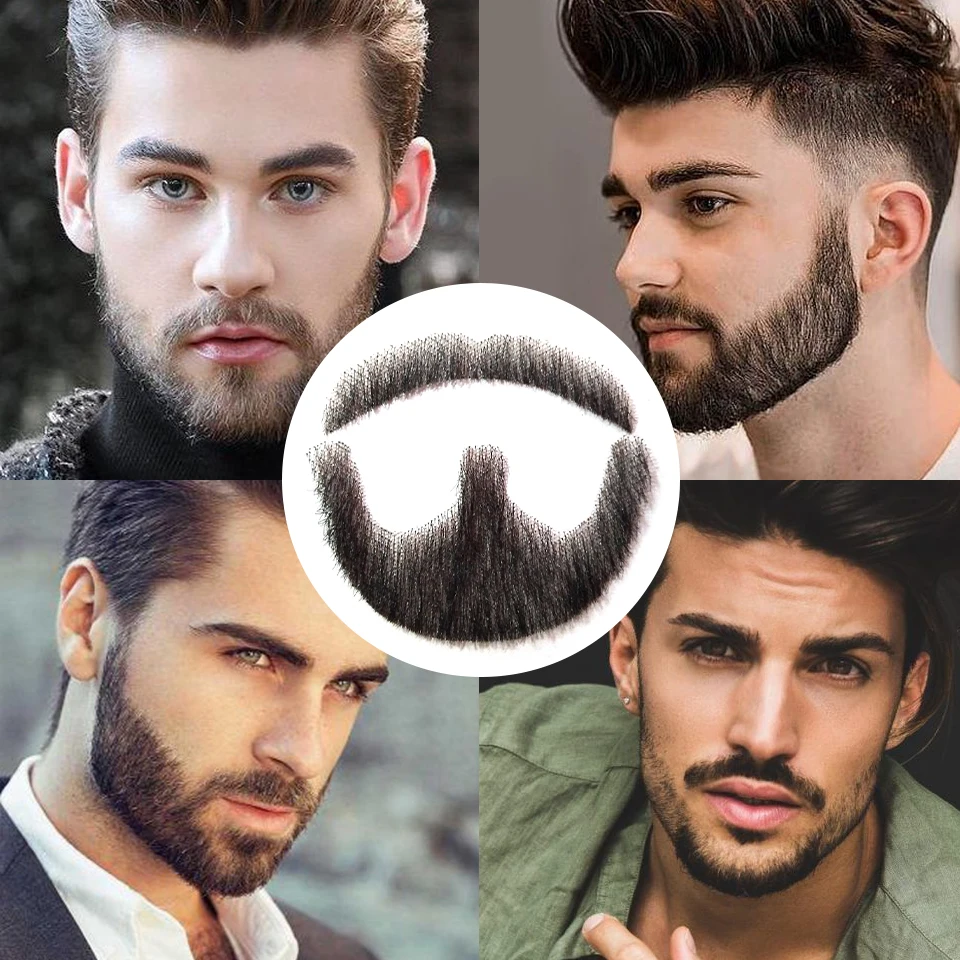 XUANGUANG Lace False Beard Short Invisible Men's Real Hair Indispensable Fake Moustache Mustache Male Facial Hair images - 6