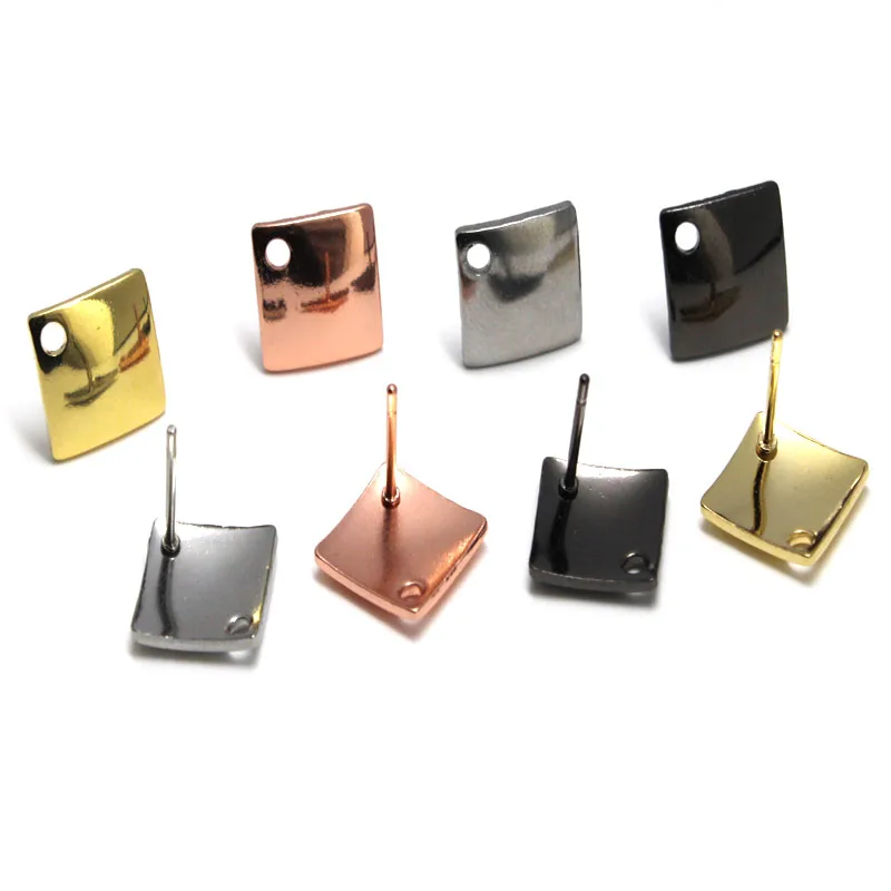 

20/lot Stainless Steel Rose Gold Black Earring Stud Blank Earring Post Base Pins with Connectors For DIY Earring Jewelry Making