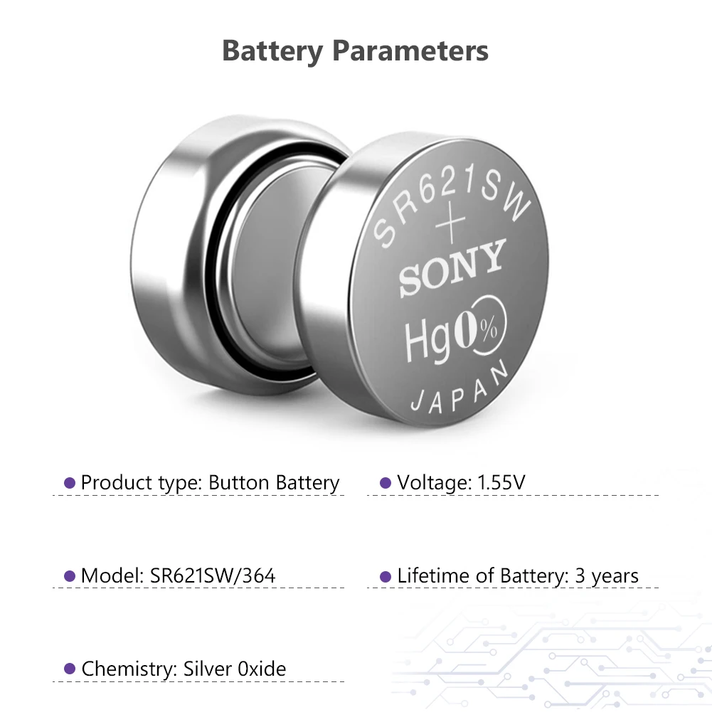 2 шт. Новинка для Sony 100% оригинал 1 55 В 364 SR621SW V364 SR60 SR621 AG1 часы батарея Кнопка монета