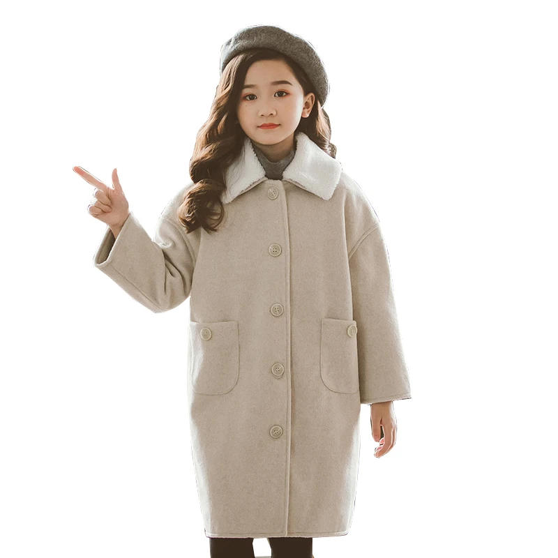 Шерстяное пальто для девочек Высокое качество 100% шерсть Новинка Ветровка с