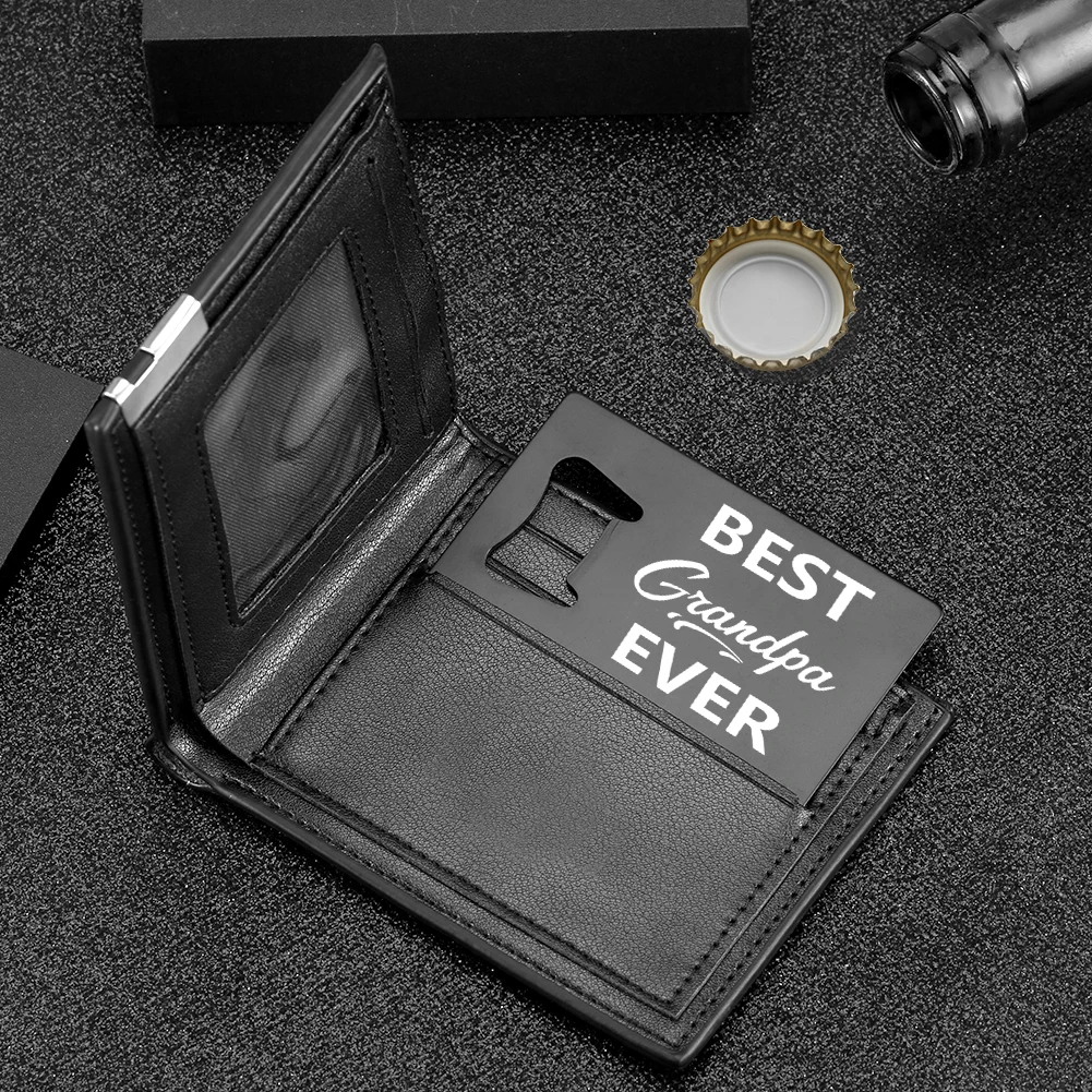 

Novel Card Bottle Opener BEST Grandpa EVER Pattern with Quality Stainless Steel Personalized Text Gift Present for Grandfather