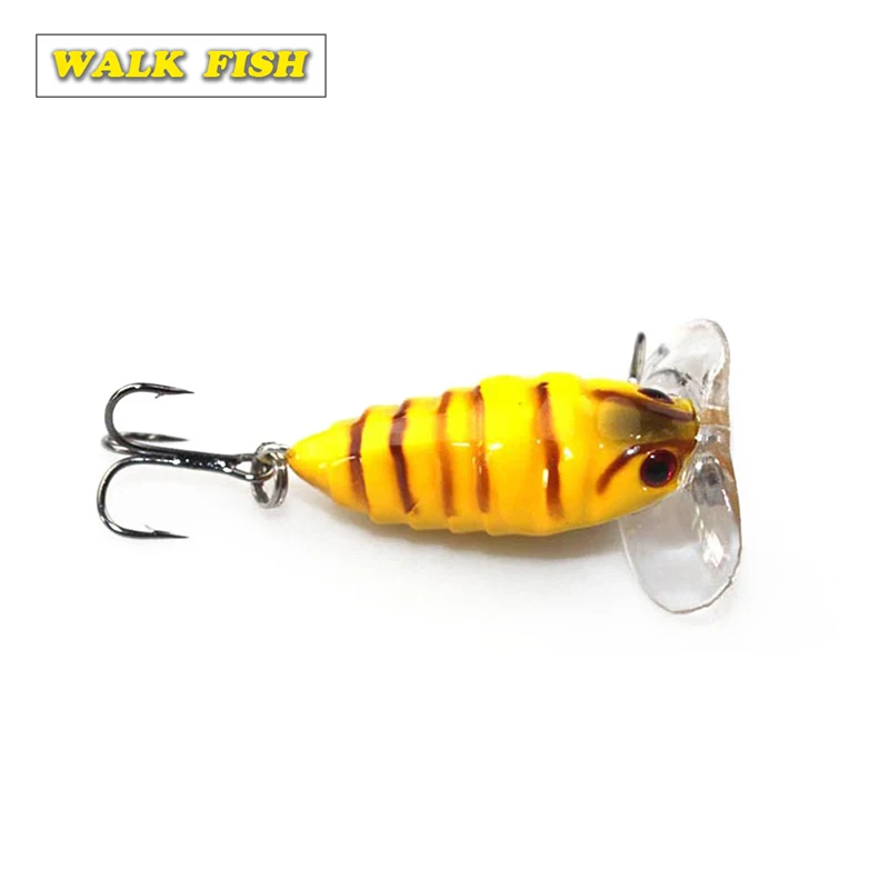 Walk Fish, 1 шт., 4 см, 4,2 г, Cicada, Поппер для рыбалки, блесна, Япония, Topwater, 3D глаза, жесткая плавающая приманка, крючок, снасть, Реалистичная, воблер, приманка для рыбы
