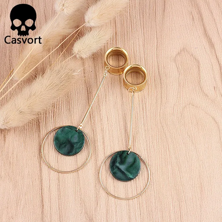 Casvort, 2 шт., серьги для пирсинга, расширитель, туннель, заглушка, Висячие шпильки, седло, ушные измерители, носилки, модные украшения для пирсинга тела, подарок