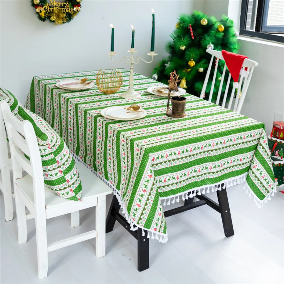 Настроить скатерть Рождественская елка лося Снежинка напечатаны скатерти decoracao