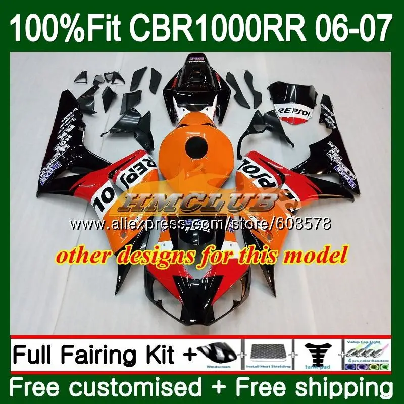 Литья под давлением для HONDA CBR 1000 RR 1000RR 2006 2007 80CL. 42 Боди CBR1000 CBR1000RR 06 07 OEM оранжевые