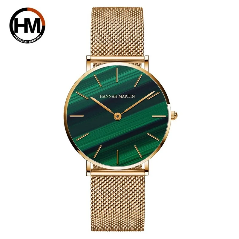 

Hannah Martin Stainless Steel Strap Dws Japanese Quartz Movement Waterproof Full Rose Gold Ladies Luxury Watch Birthday Gift