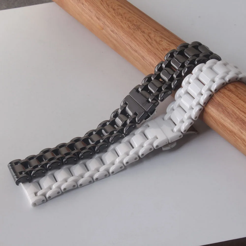 

High Quality Ceramic Watch Strap Bracelet Watchband 16mm 21mm Black White Wristwatches Band Belt Polish Straps Fit longines mens