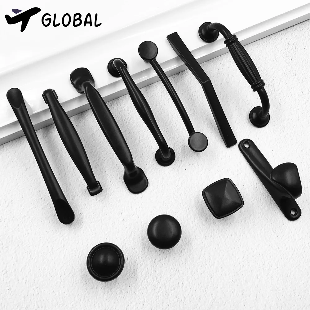 Черный мебельные ручки для кухни шкафов металла кухонный шкаф и ящиков Ручки