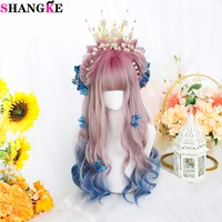 shangke synthetic long ombre cosplay wig with bangs heat resistant kawaii lolita wigs for women natural daily womens wig