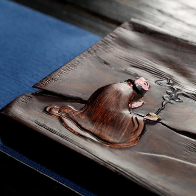 Free shipping Painted Dry Soaking Table Tea Tray Ebony Whole Solid Wood Hand-Painted Household Zen Retro Creative Teaset Saucer | Дом и сад
