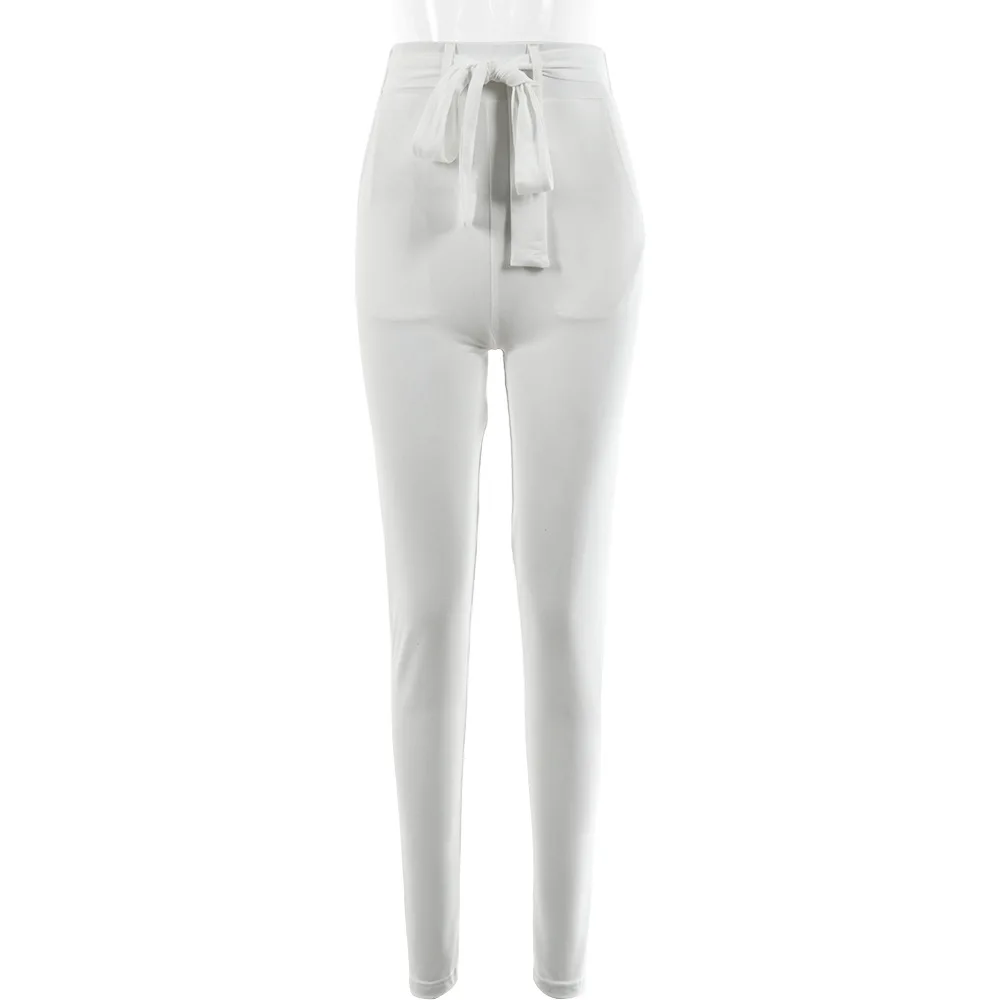 

Spring and summer 2021 new pure color women's pants fashion simple lace up tight Leggings women's wear