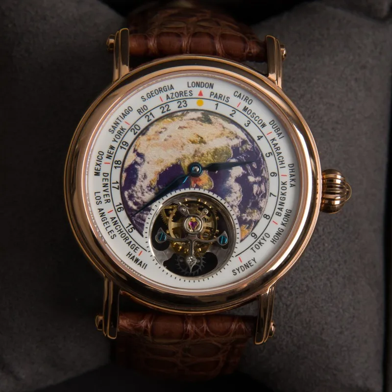 Tourbillon часы для мужчин Топ бренд класса люкс 100% с земляным циферблатом из кожи