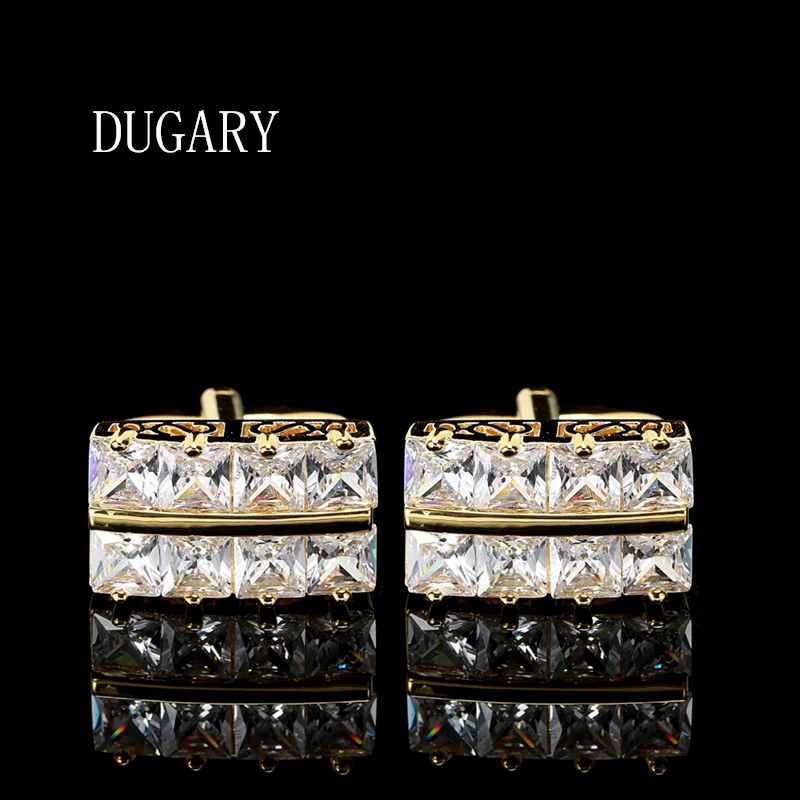 

DUGARY Luxury shirt cufflinks for men's Brand cuff buttons cuff links gemelos Square crystal wedding abotoaduras Jewelry