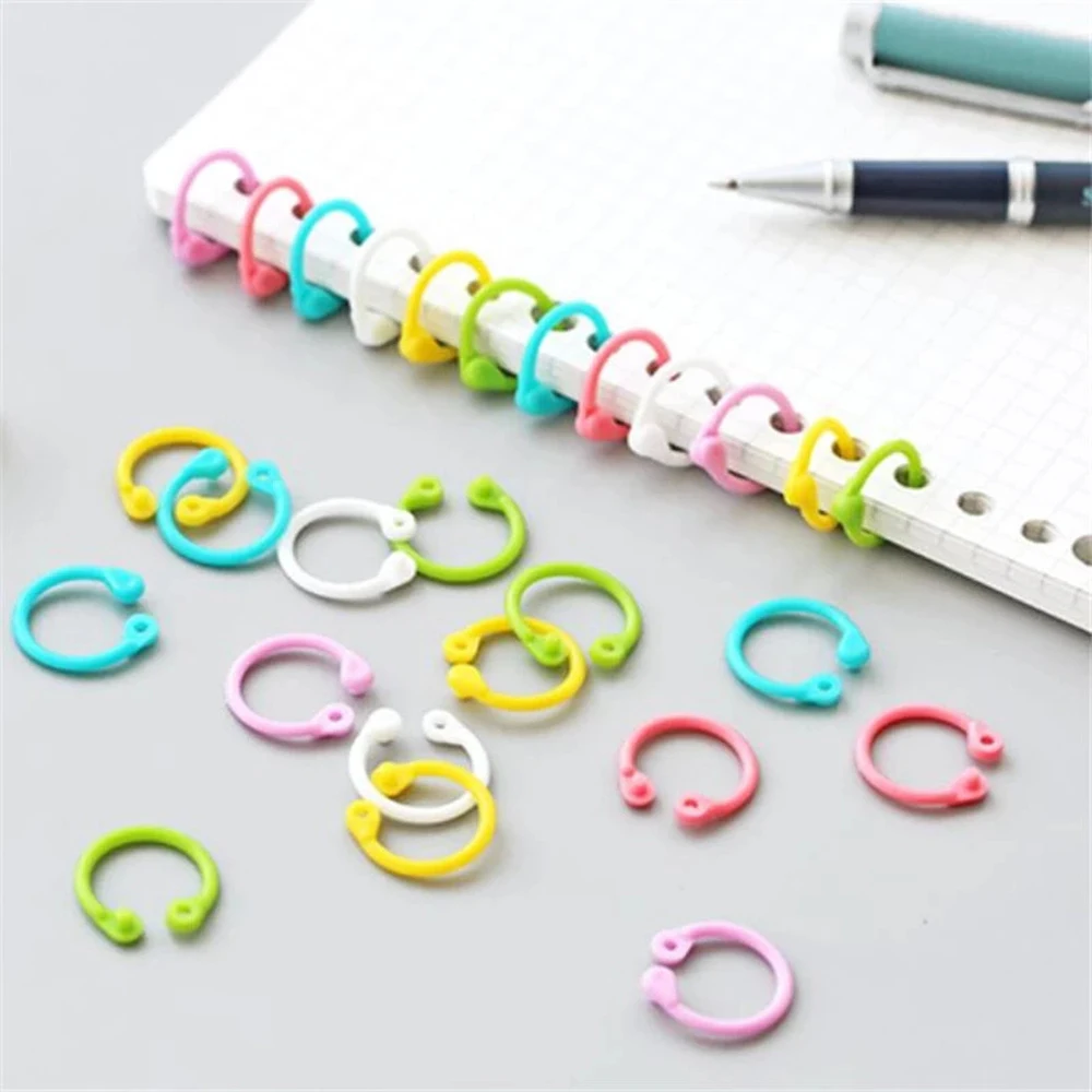 

1 Box 30 Pcs Creative Plastic Multi-Function Circle Ring Office Binding Supplies Albums Loose-Leaf Colorful Book Binder Hoops
