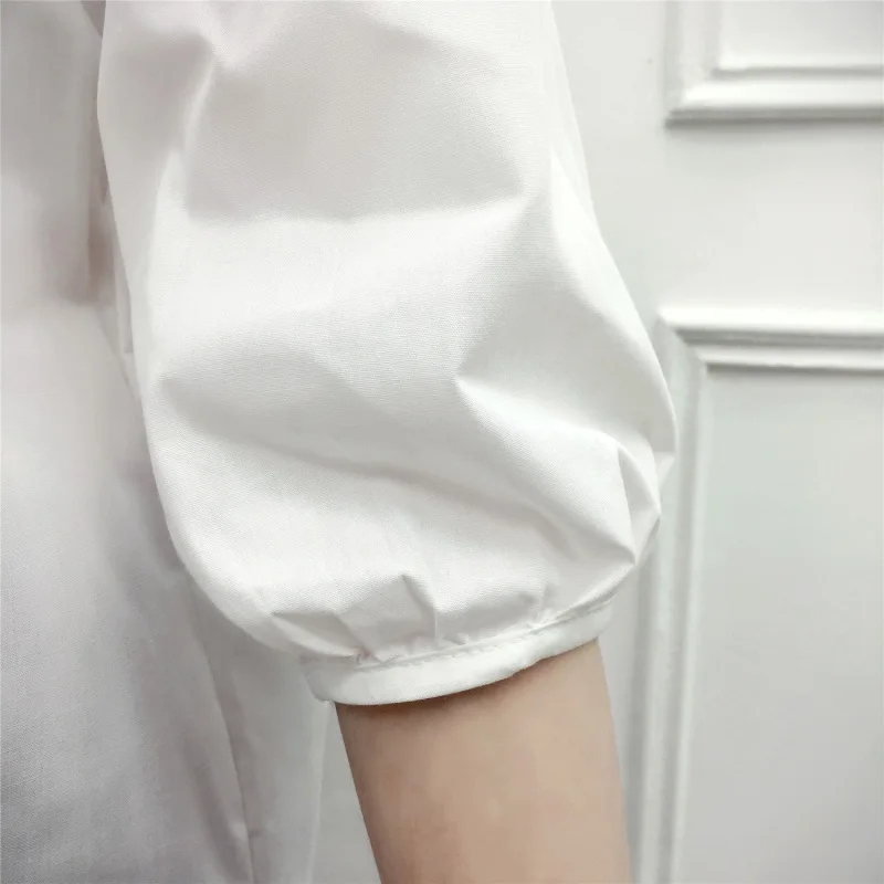 

Lovely Splice Lace Blouses Three Quarter Sleeve women's slash Neck floral embroidered blouse blusas mujer de moda 2019