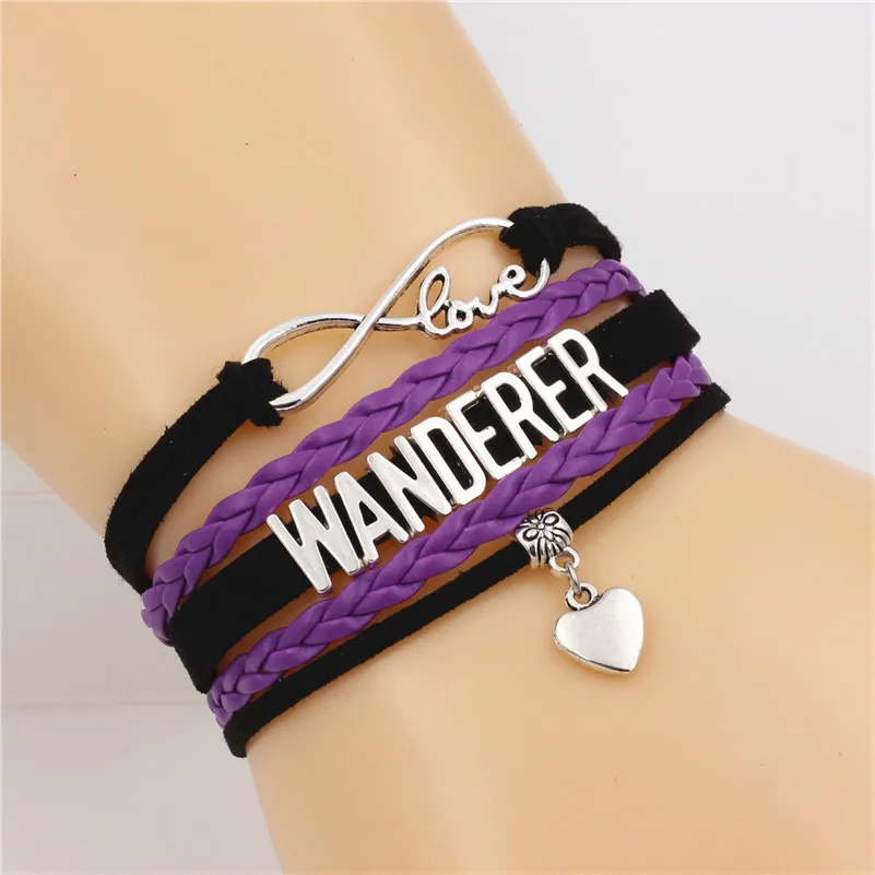 Многослойный браслет WANDERER Infinity Love милые кожаные браслеты ручной работы с шармами