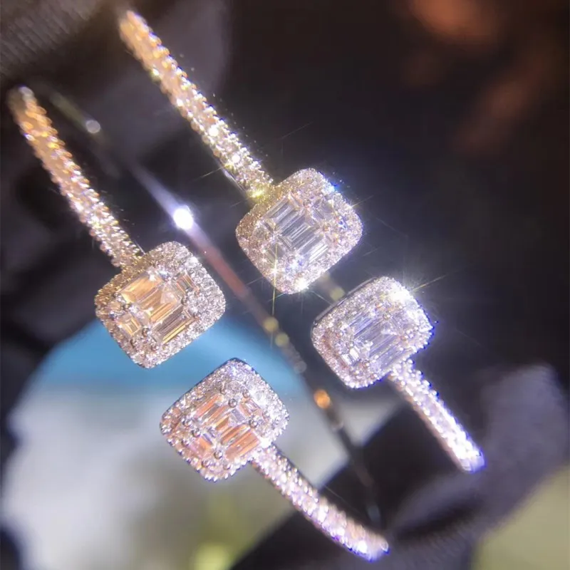 AEAW, цельный, 18 К, белое золото, 0,98ct, F цвет, натуральный бриллиант, роскошный бриллиантовый браслет, обручальный, свадебный браслет для женщин