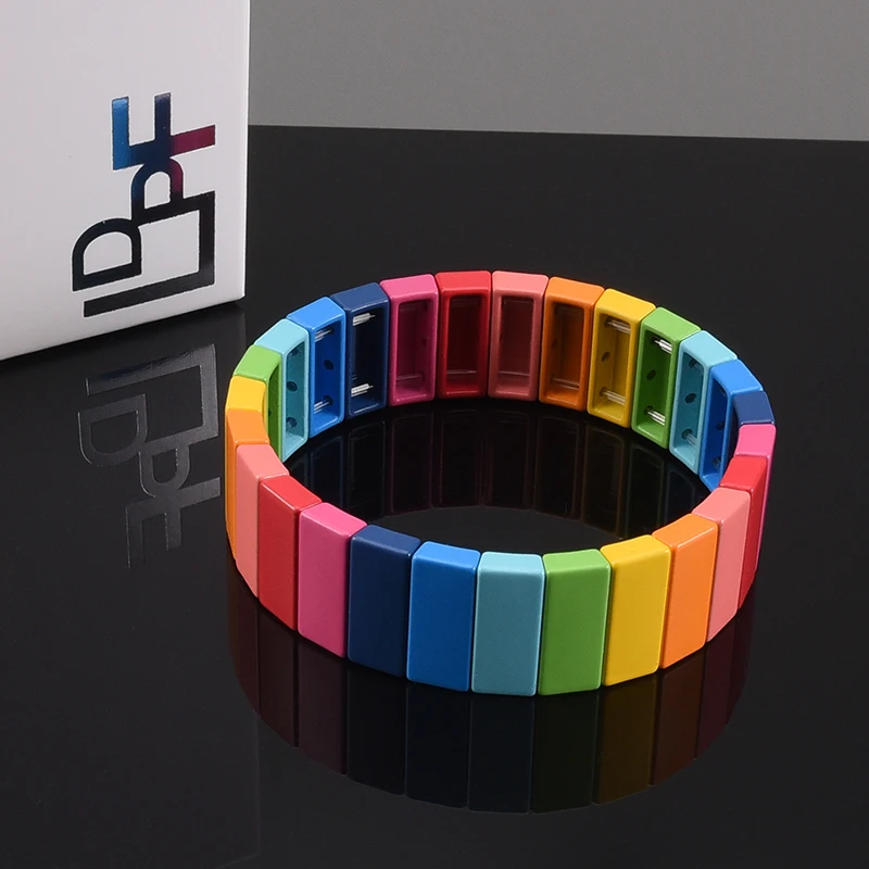 Радуга Тила плитка браслет эмаль бисера стрейч блок укладки в виде сот руки