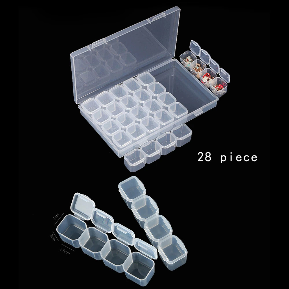 

HUACAN Diamond Embroidery Box 28pcs Diamond Painting Tools Accessory Jewelry Drill Plastic Convenience Storage Box Gift Mosaic