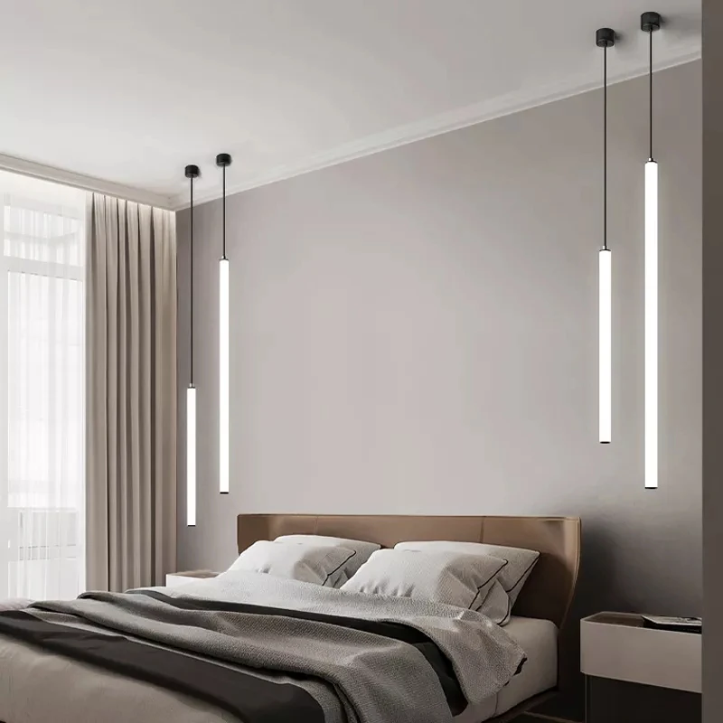 Pаспродажа Современная стойка регистрации Простые Длинные люстра из трубок Освещение для дома, ресторана, декоративные лампы Спальня ночное люстра